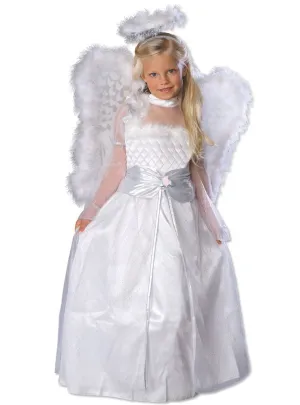 Rosebud Angel Girls White Fancy Dress Costume