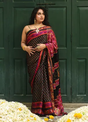 Ruthie black silk saree