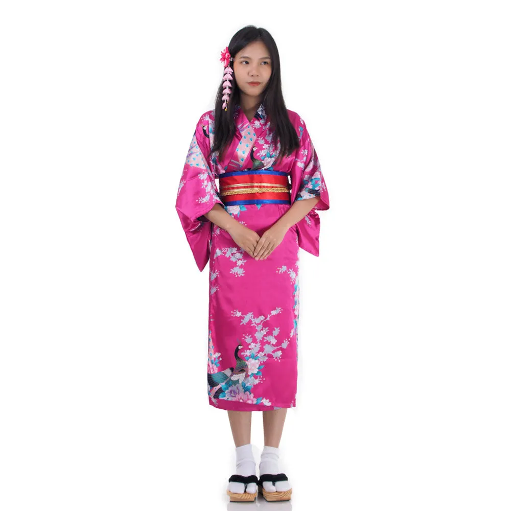 Sakura Pink Geisha Yukata Kimono Costume for Girls