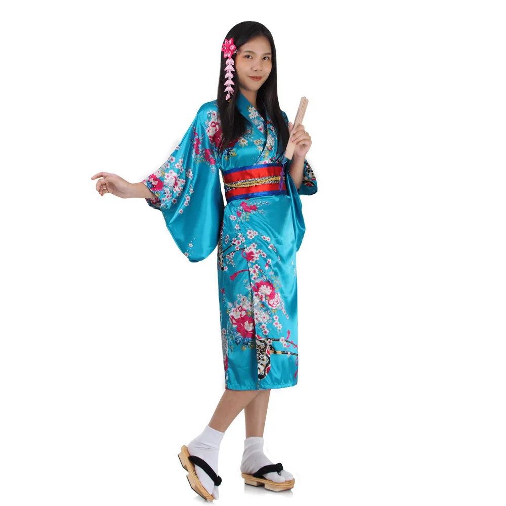 Suki Blue Japanese Kimono Costume for Girls