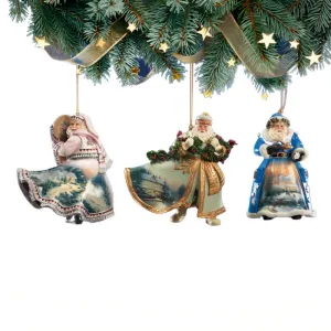 The Ashton-Drake Galleries Victorian Winter Scenes Santas Ornament Collection Issue #2 Painter of Light Artistry Christmas Decoration Set of 3 by Thomas Kinkade 12-inches