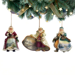 The Ashton-Drake Galleries Victorian Winter Scenes Santas Ornament Collection Issue #5 Painter of Light Artistry Christmas Decoration Set of 3 by Thomas Kinkade 12-inches