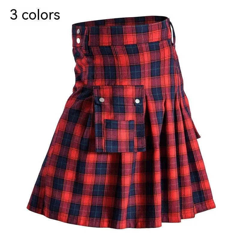 Traditional Scottish Highlands Plaid Festival Pleated Skirt