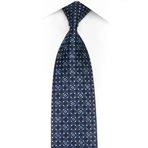 Trellis On Blue Rhinestone Silk Tie With Silver Sparkles