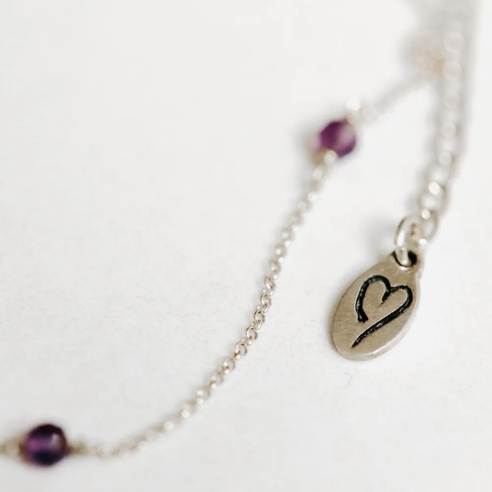 True Clarity Tie Necklace with Natural Amethyst and Sterling Silver