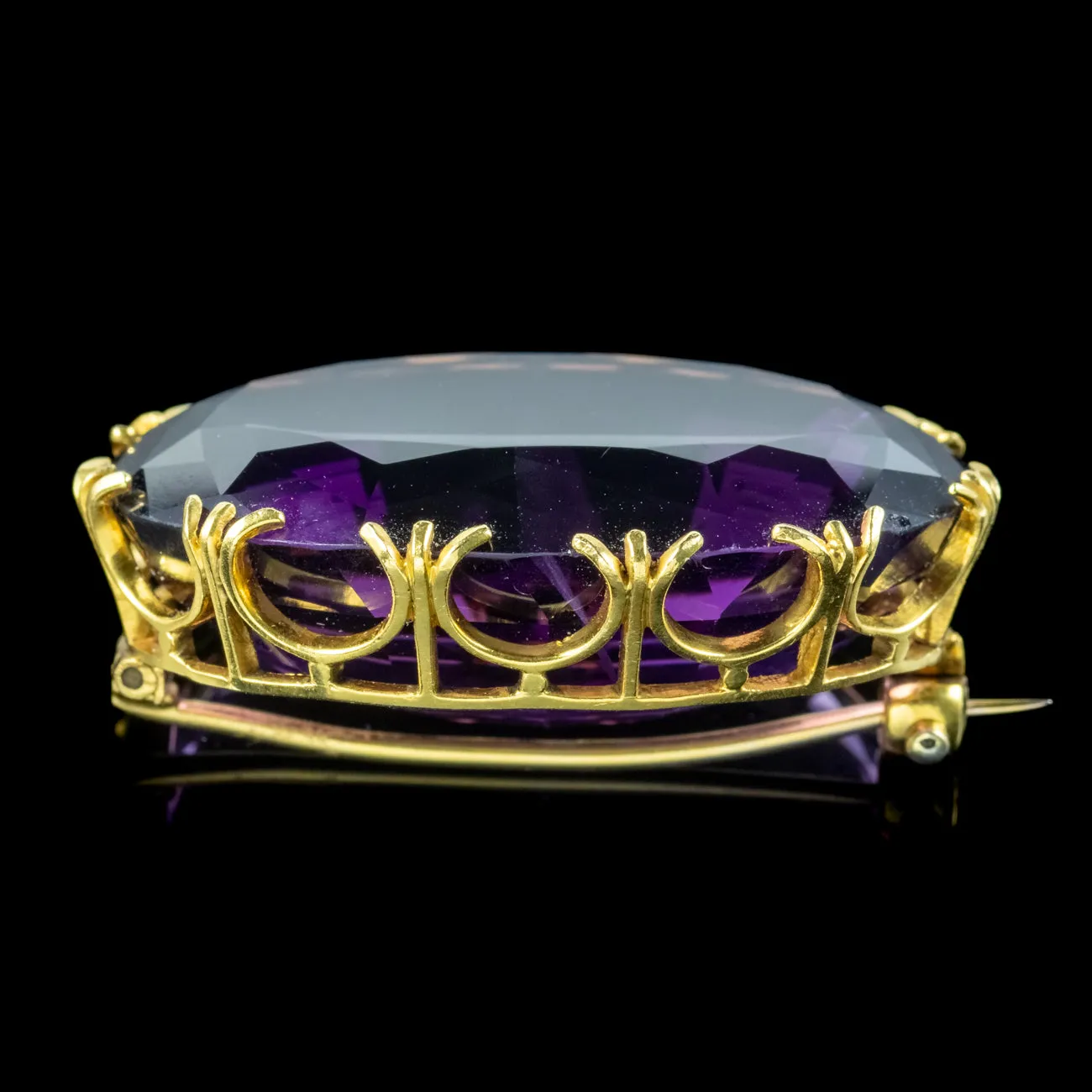 Vintage Amethyst Brooch 18ct Gold 25ct Amethyst