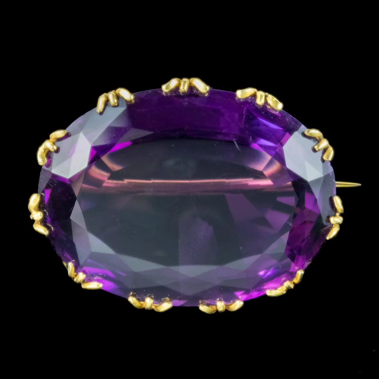 Vintage Amethyst Brooch 18ct Gold 25ct Amethyst