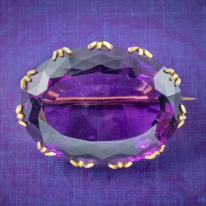 Vintage Amethyst Brooch 18ct Gold 25ct Amethyst