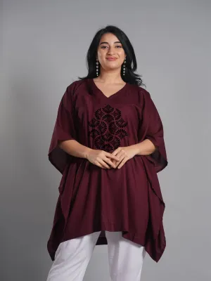 Wine Rayon KaftanKurta - Merlot